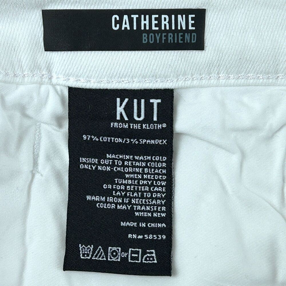 Kut From The Kloth Catherine Boyfriend White Denim Jeans Size 20W NWT - Picture 4 of 13